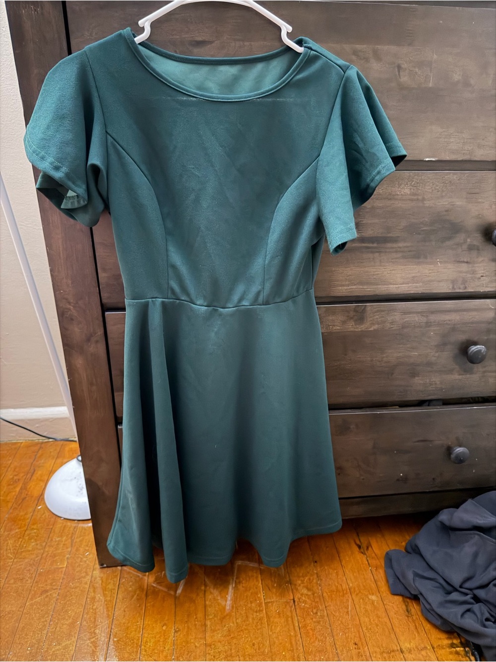 SHEIN Emerald Green Short Sleeve A-Line Dress